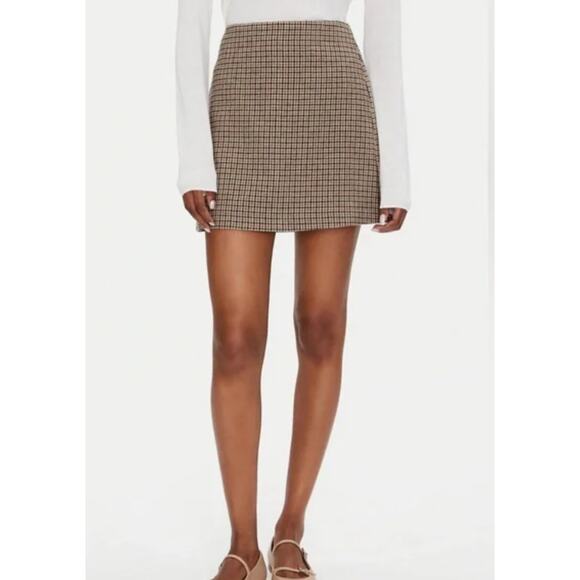 Marella Whisky Wool Mini Skirt Houndstooth Brown Preppy Retro Classic US 10 NWT - Picture 3 of 11